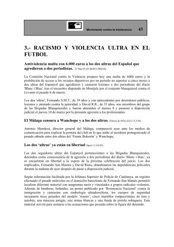 3.- racismo y violencia ultra en el futbol - Movimiento contra la ...