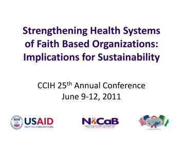 Strengthening Health Systems of Faith Based Organizations ...