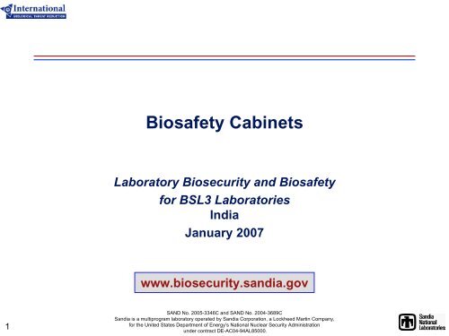 Biosafety Cabinets Sandia National Laboratories
