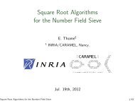 The Number Field Sieve and some Square Root Algorithms