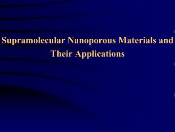 Supramolecular Nanoporous Materials and Their Applications