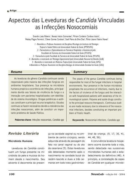 Aspectos das Leveduras de Candida Vinculadas as ... - NewsLab