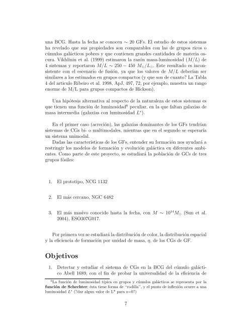 Anteproyecto de Tesis Doctoral Sistemas de cÃƒÂºmulos ... - UNAM