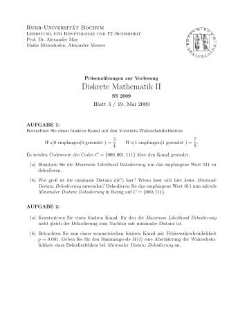 Diskrete Mathematik II - CITS - Ruhr-Universität Bochum