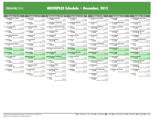 MOVIEPLEX Schedule - December, 2012 - Starz