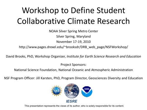 Workshop to Define Student Collaborative Climate Research