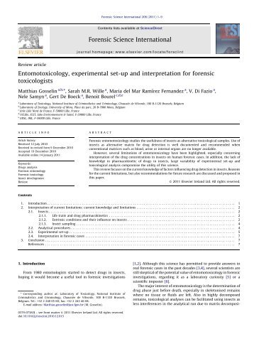 Entomotoxicology, experimental set-up and interpretation for ...