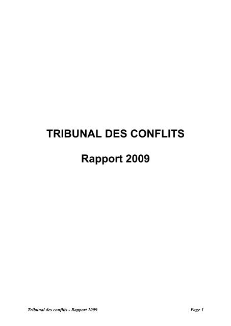 TRIBUNAL DES CONFLITS Rapport 2009 - Le Tribunal des conflits