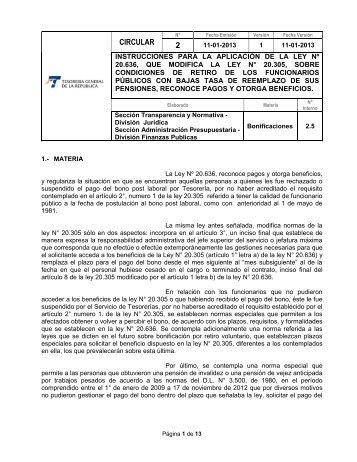 Circular TesorerÃ­a para aplicaciÃ³n Ley NÂº 20.636 - Sistema Nacional ...