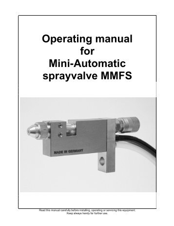 Operating manual for Mini-Automatic sprayvalve MMFS