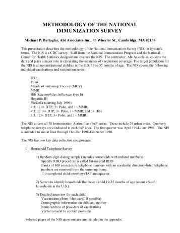 methodology of the national immunization survey - Abt Associates