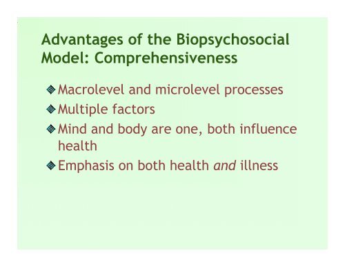 Advantages of the Biopsychosocial Model ... - Meagher Lab