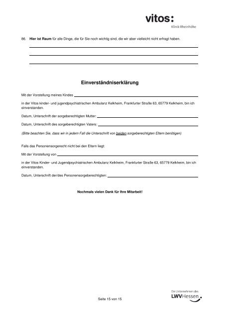 Elternfragebogen zum Download - Vitos Rheingau