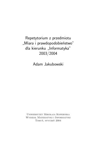 µ - Wydział Matematyki i Informatyki - Uniwersytet Mikołaja Kopernika