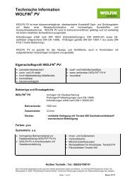 Technische Datenblatt - WOLFIN Bautechnik
