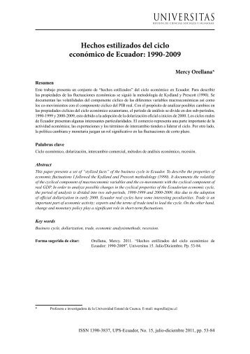 Hechos estilizados del ciclo econÃ³mico de Ecuador - Universidad ...