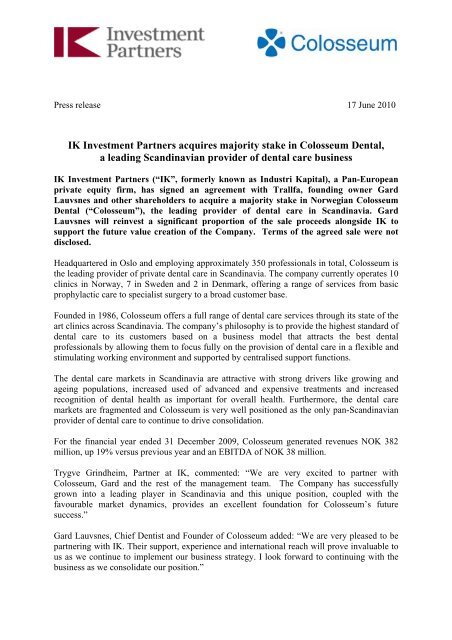Press release as pdf - IK Investment Partners