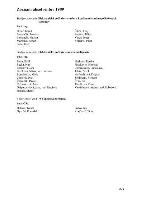 Zoznam absolventov 1989 - FIIT STU