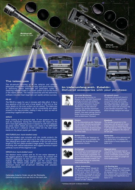 Teleskope mit azimutaler Montierung Telescopes with alt-azimuth ...