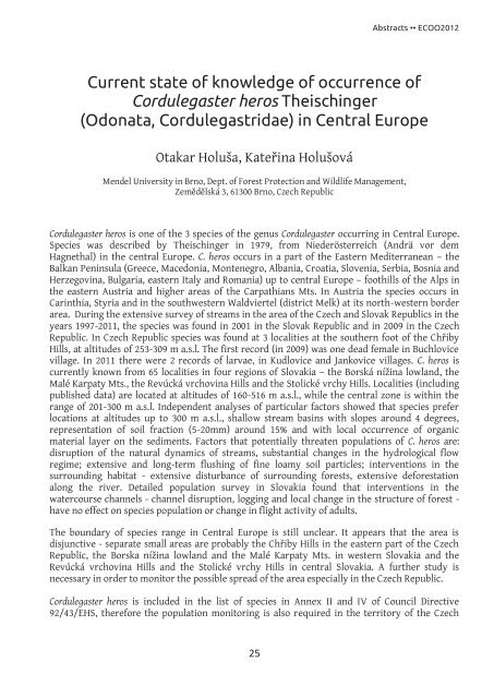 ECOO2012 •• The Second European Congress on Odonatology