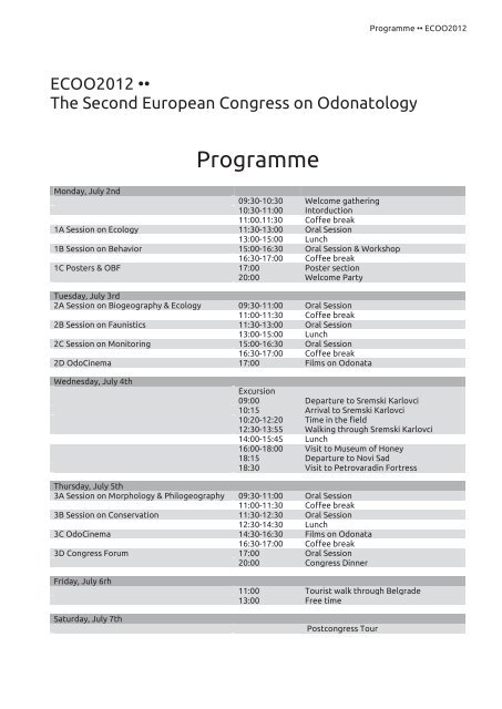 ECOO2012 •• The Second European Congress on Odonatology