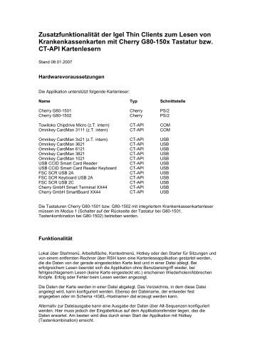 Zusatzfunktionalität der Igel Thin Clients zum Lesen von ...