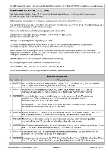 Mustertexte (PDF) - WICON Industrietore