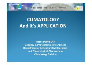 CLIMATOLOGY And It's APPLICATION - RTC, Regional Training ...