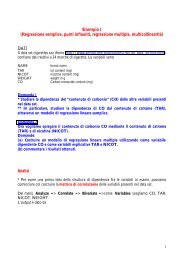 Esempio 1 (Regressione semplice, punti ... - statistica statistica