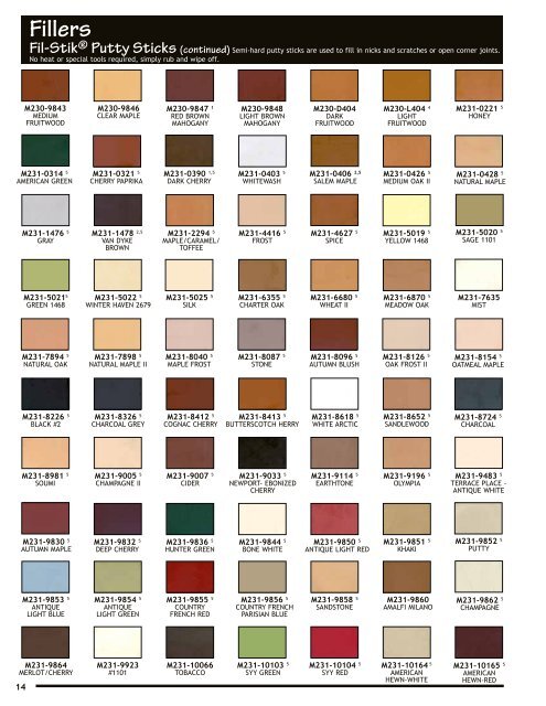 Color Chart - Mohawk Finishing Products