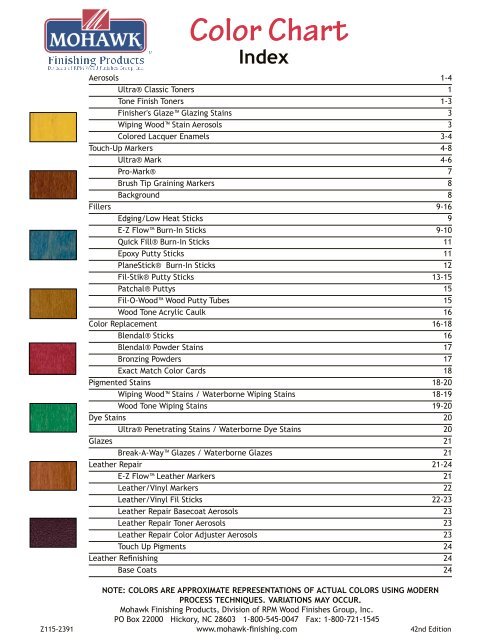 Mohawk Ultra Penetrating Stain Color Chart