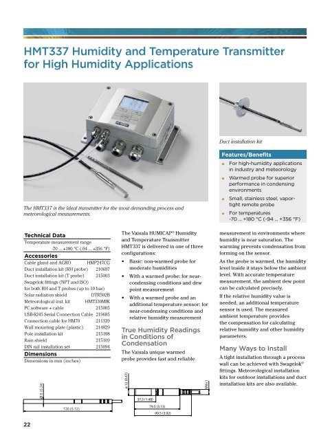 humidity / dew point / tempeRAtuRe / moistuRe in oil ... - Vaisala