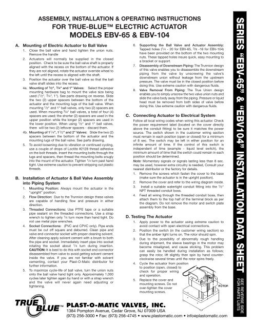 Installation Instructions [PDF format] - Plast-O-Matic Valves, Inc