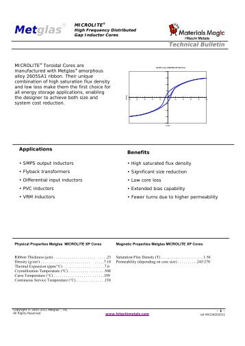 MICROLITEÂ® Technical Bulletin - Hitachi Metals America, Ltd.