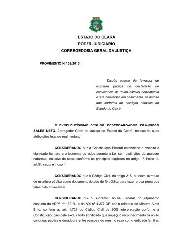 Prov 02 -2013 - Uniao Homoafetiva - Tribunal de JustiÃ§a do Estado ...