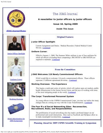The JOAG Journal - U.S. Public Health Service Commissioned Corps