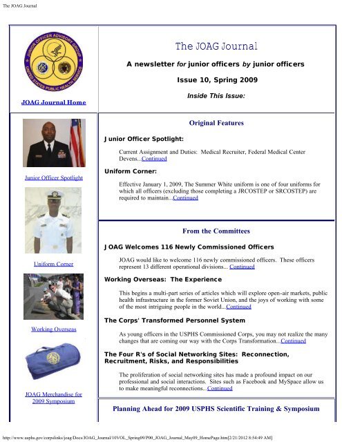 The JOAG Journal - U.S. Public Health Service Commissioned Corps