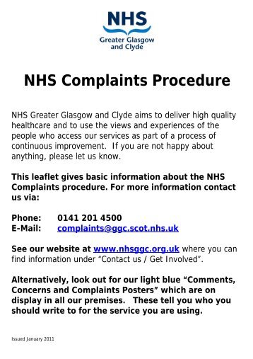 NHS Complaints Procedure - NHS Greater Glasgow and Clyde