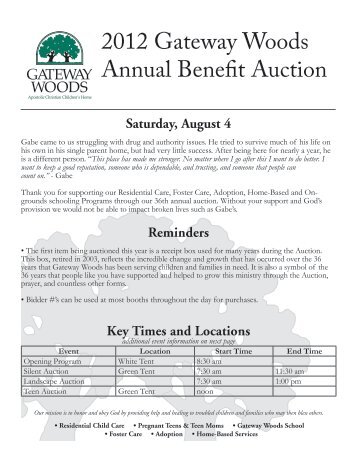 2012 Gateway Woods Annual Benefit Auction