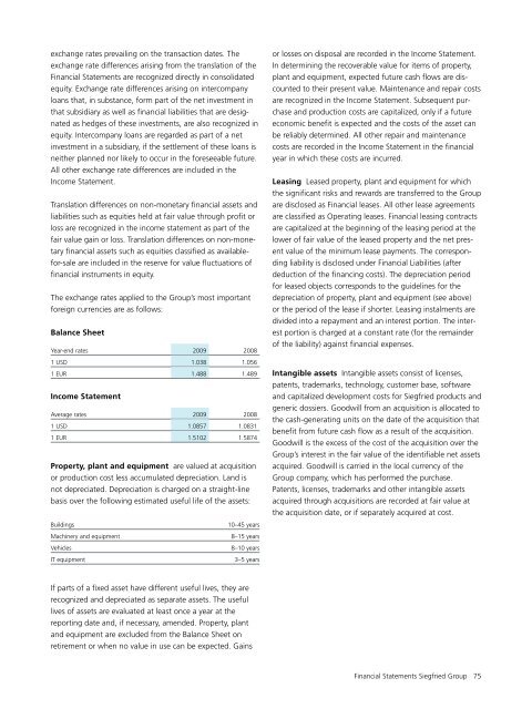 Siegfried Annual Report 2009