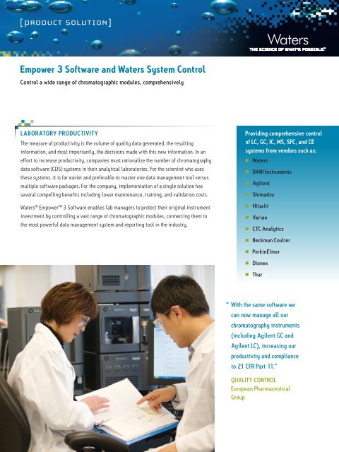 Empower 3 Software and Waters System Control