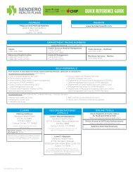 Quick RefeRence Guide - Sendero Health Plans