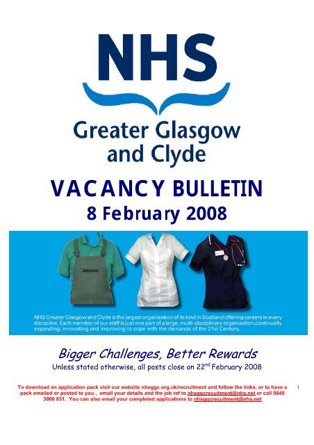 VACANCY BULLETIN - NHS Greater Glasgow and Clyde