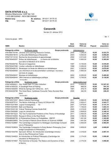 Cenovnik - Data Status