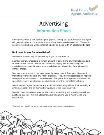 Advertising Information Sheet - Real Estate Agents Authority