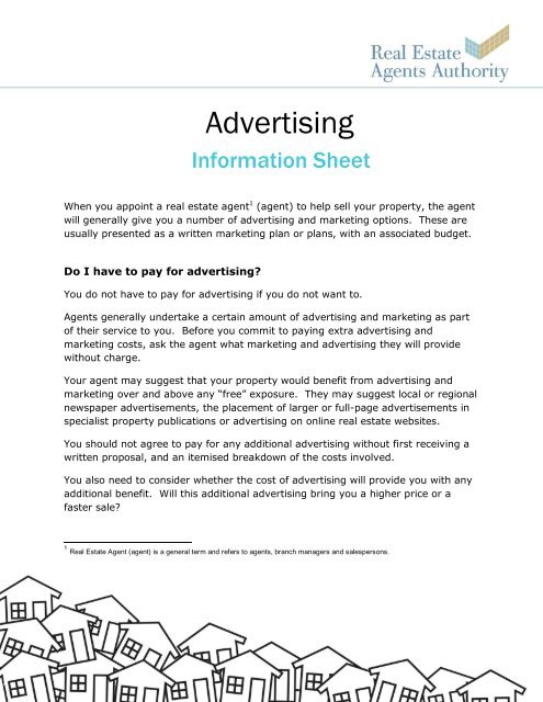 Advertising Information Sheet - Real Estate Agents Authority