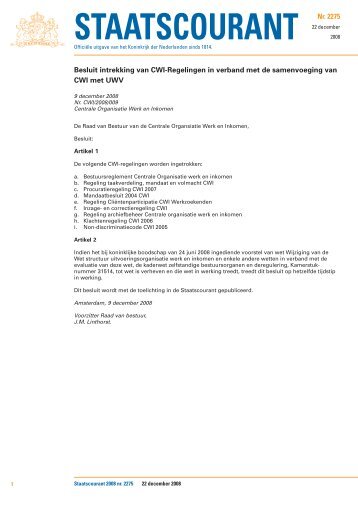 Besluit intrekking van CWI - Uwv
