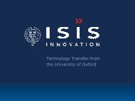 Technology Transfer from the University of Oxford - Isis Innovation