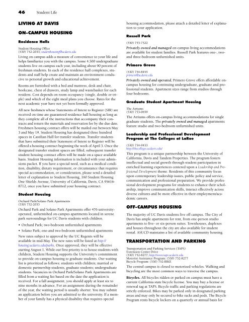 UC Davis General Catalog, 2006-2008 - General Catalog - UC Davis