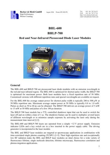 BHL-600 BHLP-700 - Becker & Hickl